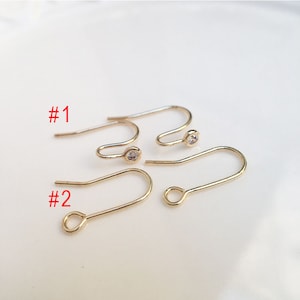 10 Pcs - Real Gold Plated Brass Hook Ear Wires, CZ Wedding Bridal Earrings Findings,Tarnish Resistant Hooks