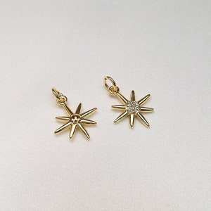 6pcs Real 18K Gold Plated Star Charm Pendant,Gold Initial Charm,Vermeil Star Pendant,Tiny Gold Star,cz pave star Charm
