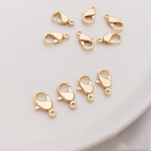 4pcs Real Gold Plated Brass Lobster Clasp heart Lobster Clasps, Spring Clasp Necklace Bracelet Findings jewellery Clasps