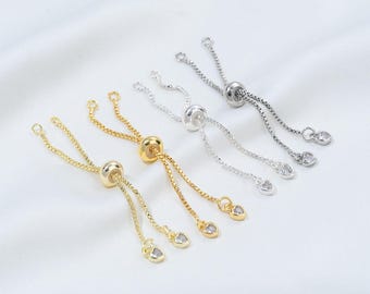 4pcs Gold Plated sliding adjustable Bracelet half-finished Bracelet ,  end Chain, Jewelry Making