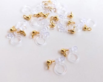 6Pcs Non Pierced Clip on Earring Findings with ball earring & Silicon Rubber Comfort Pads