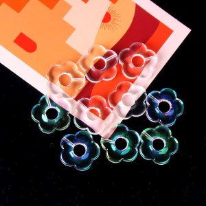 6pcs Flower-shaped Resin Charm Pendant,multicoloured sunflower charm Acetate Acrylic Fresh Colors Hollow Flower Earring Charm DIY Jewelry
