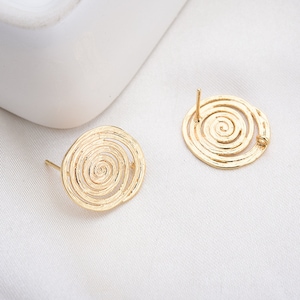 10pcs High Quality Gold Plated Brass Earring Posts Earring Stud Round Circle Ear Stud Earring Accessories Jewelry Making Earring Attachment