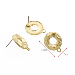 10pcs Matte Gold round Earring Stud Metal Earrings Statement, Circle Earring Post Designer Earring Findings Diy Jewelry Making