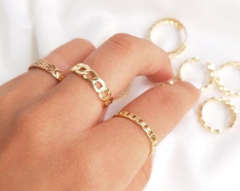6pcs 14K Real Gold Plated Brass Rings, Dainty Ring, Simple Gold Adjustable Rings, Open gold Ring, Dainty Ring Minimalist jewelry
