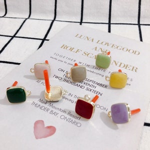 10pcs Square Geometric Enamel stud Post Earrings, Ear Stud Earring Accessories Jewelry Making,diy Earring Finding Wholesale