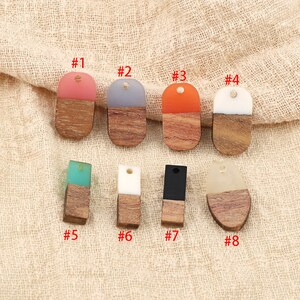10pcs Epoxy Resin Pendant,Teardrop Translucent Resin Findings,Wood and Resin Pendant,Color Blocked, wooden charms, Earrings jewelry supplies