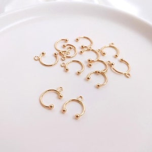 10Pcs  Non Piercing Clip Earrings, Ear Cuff with loop,ear clip,ear jacket,Clip on Ear Cuff Gold Plated over Brass / 12mm