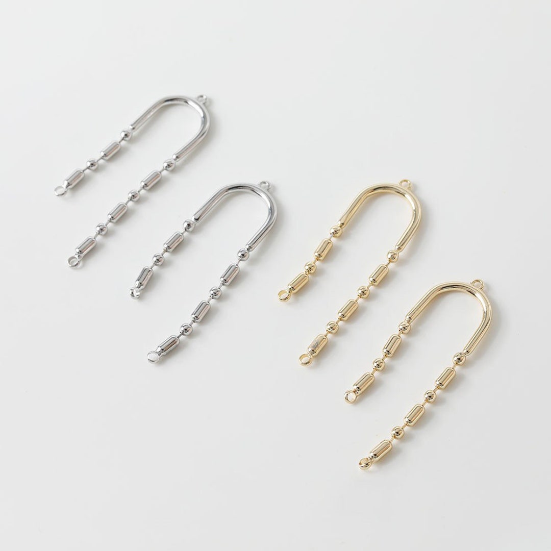 6pcs 14k Real Gold Plated U Shape Earring Connector,asymmetric U Shape