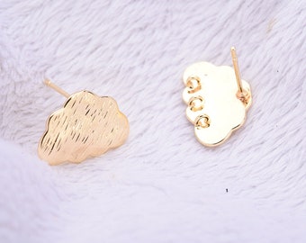 10 piezas de aretes de latón chapado en oro de 18 quilates con forma de nube, accesorios para aretes, accesorios de joyería