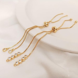 2pcs Gold Plated sliding adjustable Bracelet Making Chain half-finished Bracelet , Bracelet Chain, Rubber stopper beads
