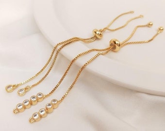 2pcs Gold Plated Adjustable Bracelet Chain with Rubber Stopper