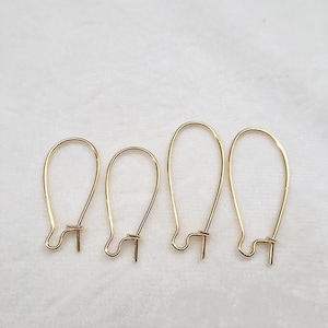 10pcs Real Gold Plated Brass kidney earwires, French Earwire, large hook ear wires, Earring Findings,Tarnish Resistant French Hooks