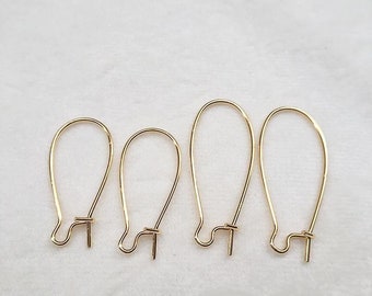 10pcs Real Gold Plated Brass kidney earwires, French Earwire, large hook ear wires, Earring Findings,Tarnish Resistant French Hooks