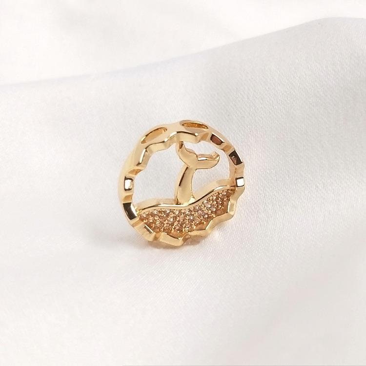 10 Ciondoli Coda Di Sirena In Ottone Con Zirconi - Placcati Oro 18K Per Bigiotteria Fai Da Te