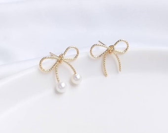 6pcs Gold plated Bowknot Stud Posts  Bow Studs Earrings Ear Wires, Earrings Attachment Finding