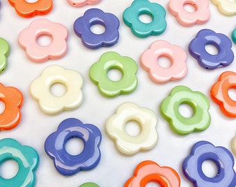 10pcs Flower-shaped Resin Charm Pendant, Acetate Acrylic Hollow Flower Earring Charm DIY Jewelry