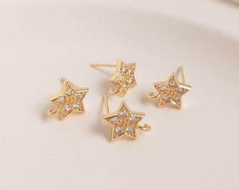 8 Stück 14K vergoldete Stern Ohrring, Stern Ohrstecker mit Schlaufe, Schmuck, DIY Ohrringe Befestigung