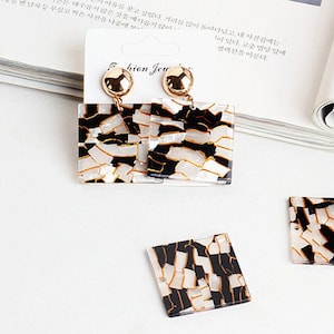 10pcs  Square Acetate Celluloid charm pendant Summer earrings Colorful Acrylic Charm Jewelry Charm Diy Jewelry Craft Supplies / 30*31MM