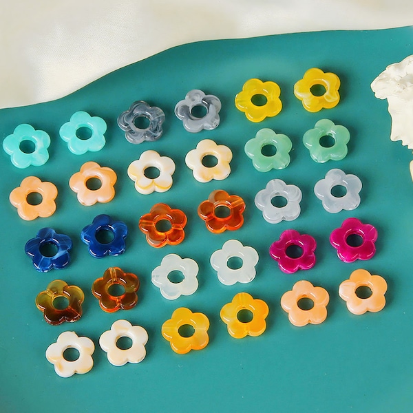 10pcs Flower-shaped Resin Charm Pendant, Acetate Acrylic Fresh Colors Hollow Flower Earring Charm DIY Jewelry /15mm