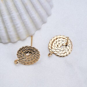 10pcs High Quality Gold Plated Brass Earring Posts Earring Stud Round Circle Ear Stud Earring Accessories Jewelry Making Earring Attachment