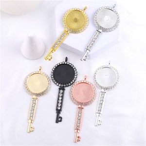 10pcs Sublimation Blank Tray, Bezel Tray Blank key Pendant,Trays Rhinestone Pendant Base, Kit with Cabochon Wholesale supplies diy Bezel