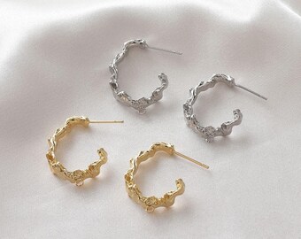 6 pendientes de latón chapado en oro, pendientes de botón, pendientes de metal, accesorios de joyería, pendientes de bricolaje