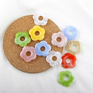 6pcs Flower-shaped Resin Charm Pendant, Acetate Acrylic Fresh Colors Hollow Flower Earring Charm DIY Jewelry