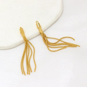 6pcs14k Real Gold Plated Tassel Charm Long Metal Tassels Chain Tassels,Jewelry Earrings attachment