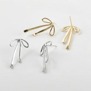 4pcs Gold/Silver Tone Bow Earrings, Bowknot Earring Posts, Bowtie Stud Earrings, Bowknot Charm Bow knot Earring Stud Components