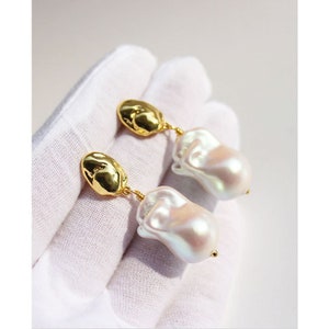 3 pairs  Imitation Baroque Pearl Earrings,Dangle Pearl Earrings,drop fireball pearl earing With 925 Sterling Silver Pin