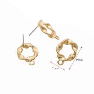 10pcs Matte Gold Round twist Earring Stud Metal Earrings Statement,High Quality Earring Post Designer Earring Findings Diy Jewelry Making