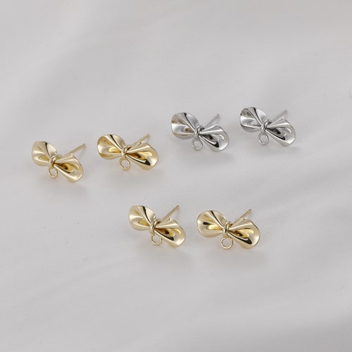 10PCS Real Gold Plated Bowknot Earringsbow Post Earrings - Etsy