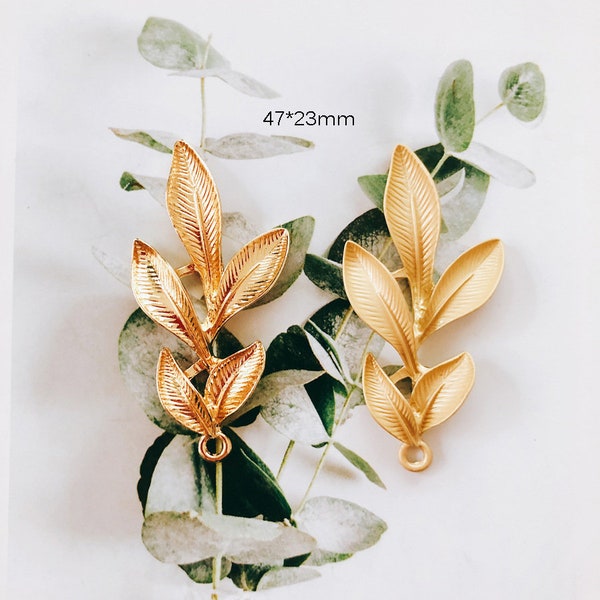10pcs Alloy Leaf Charm pendant,Leaves charm,Earring necklace pendant,Leaf charm,Earring DIY Accessories Finding,Matte Gold Plated over Brass