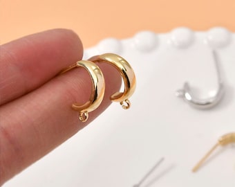 6 pendientes de latón chapado en oro, pendientes tipo botón, poste de metal, accesorios de joyería, accesorio para pendientes.