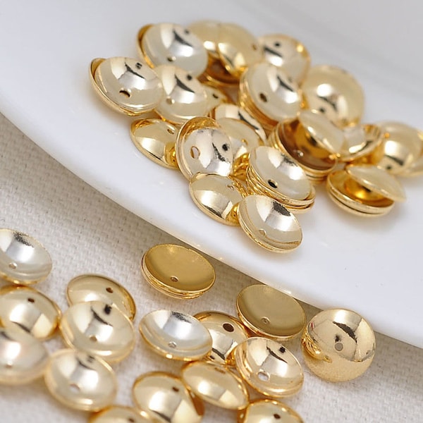 100Pcs Loose concave Disc Spacer Beads 14K Gold Plated Concave Rondelle Spcer Beads Connector for DIY Jewelry Making