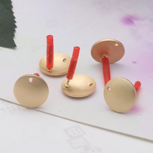 10pcs Matte Gold Plated Brass Round Circle Earring Ear Stud Statement Metal Earring Posts, Earring Accessories Designer Jewelry Making