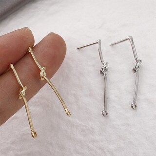 Set Di 2 Orecchini A Barra Pendenti Placcati Oro 14K – Delicati Orecchini A Bottone Lunghi 40mm, Ipoallergenici