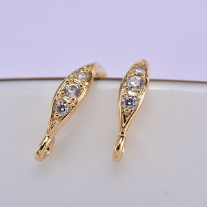 10PCS Real Gold Plated Brass Zircon Earrings, cz Pave Ear Hook,Zircon Ear Wire,Cubic Stone Ear Hooks,Earring Attachment,Jewelry Making