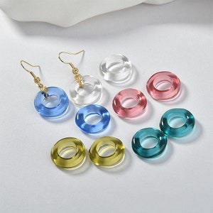 10pcs doughnut shaped Resin Charm Pendant, Acetate Acrylic Fresh Colors circle Earring Charm DIY Jewelry  (no holes)