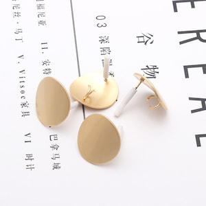 10pcs Matte Gold Plated Brass Round Circle Earring Ear Stud Statement Metal Earring Posts, Earring Accessories Designer Jewelry Making
