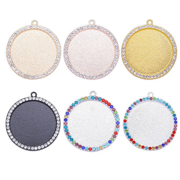 20pcs Sublimation Blank circle Bezel Necklace Pendant Wholesale Jewelry supplies DIY Custom Personalized Dog Tag Pendant Cabochon Settings