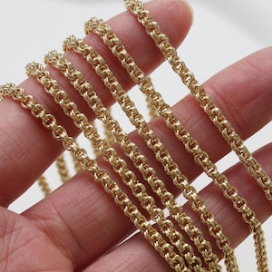 1Meter Gold Plated Brass Flat Link O Chain,Tiny Soldered Chain for Necklace Jewelry Making