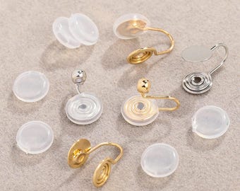 10Pcs Non-slip Silicone Pad,Silicon Rubber Comfort Pads, Rounded Cushion Clip Earring Finding