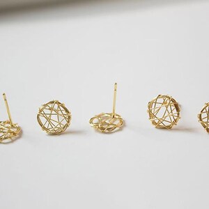 10pcs 10mm 18K Gold Plated Brass Winding Ear Studs Hollow Out Earring Studs With 925 Sterling Silver Pin For Jewelry Making Supplies