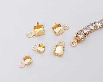 20pcs 14K Gold Plated Brass Crimp End, Cord End Crimps, end of chain, Chain Clasp, Gold Plated DIY Accessories Findings