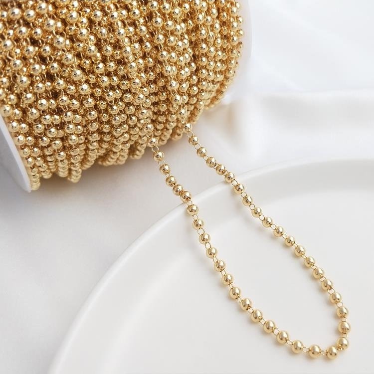 2 Meter 14K Gold Plated Brass ball Chain Necklace Necklace Etsy