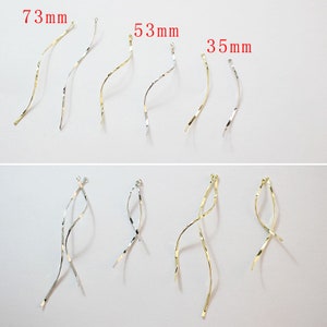 10pcs Gold Plated Brass wave Bar Geometry Charm Pendant,Long Bar Stick Diy Material Earring Findings