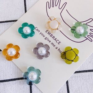 10pcs Flower-shaped Resin Charm Pendant, Acetate Acrylic Fresh Colors Hollow Flower Earring Charm DIY Jewelry (no holes)