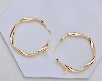 10 piezas de aretes de latón chapado en oro de 18 quilates, aretes cuadrados, accesorios para hacer joyas.